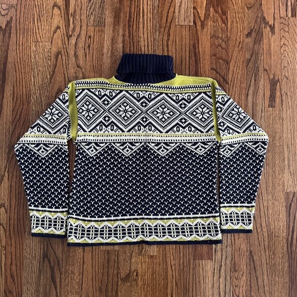 It's Our Time Women's Blue Turtleneck Patterned Long Sleeve Sweater Size M - Picture 2 of 6